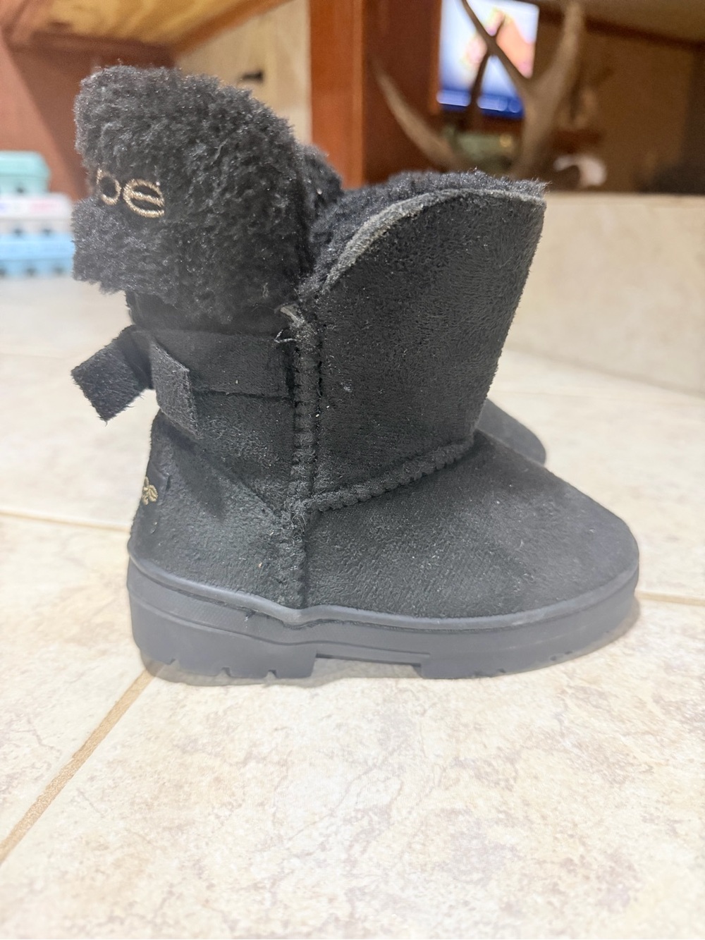 bebe Black Kids Shearling-Lined Boots